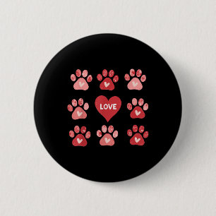 Coquette Bow Dog Paw Print Heart Valentine Dog Mum 6 Cm Round Badge