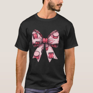 Coquette Bow Drum Drummer Mum Pattern Pink Ribbon  T-Shirt