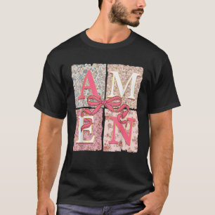 Coquette Bow Easter Boho Floral Easter Christian A T-Shirt