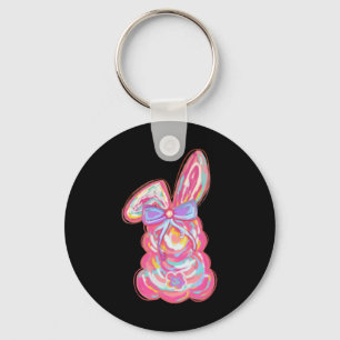 Coquette Bow Easter Brushstroke Pink Bunny For Tod Key Ring