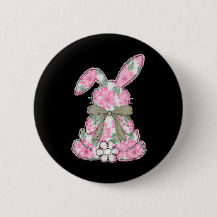 Coquette Bow Easter Bunny Spring Florals Women Tee 6 Cm Round Badge