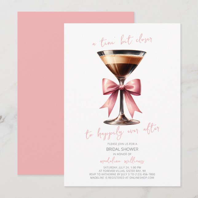 Coquette Bow Espresso Martini Bridal Shower  Invitation (Front/Back)