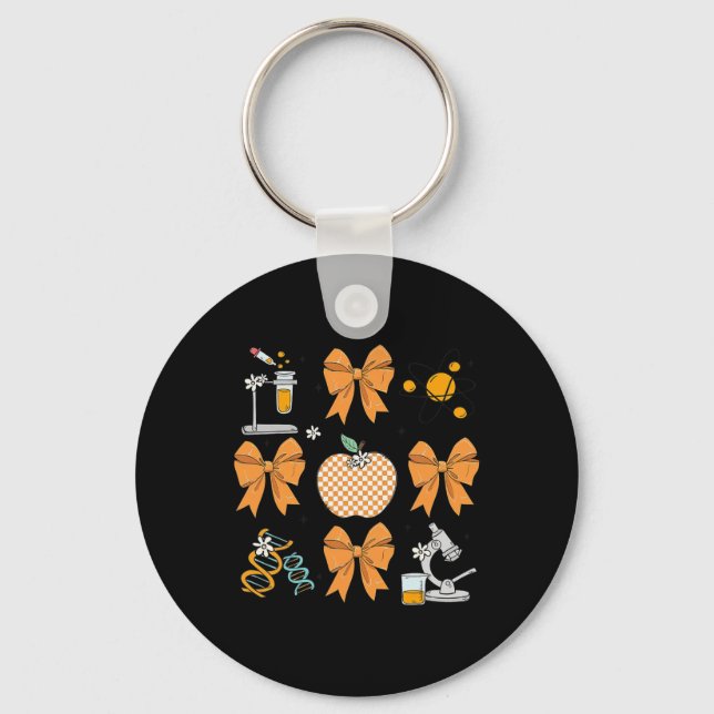 Coquette Bow Fall Science Teacher Stem Teacher Tha Key Ring (Front)