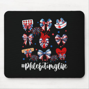 Coquette Bow Fireworks Phlebotomy Happy 4th Of Jul Mouse Mat