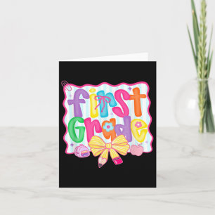 Coquette Bow First Grade Back To School 1st Grade Card