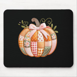 Coquette Bow Floral Patchwork Pumpkin Thanksgiving Mouse Mat