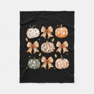 Coquette Bow Floral Pumpkin Thanksgiving Rustic Fa Fleece Blanket