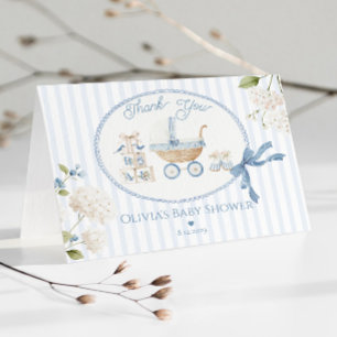 Coquette Bow French vintage carriage Baby Shower Thank You Card