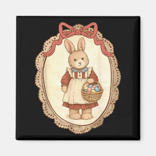 Coquette Bow Funny Bunny Eggs Rabbit Happy Easter Magnet
