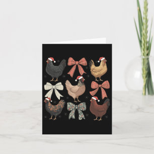 Coquette Bow Funny Chicken Christmas Farm Animal C Card