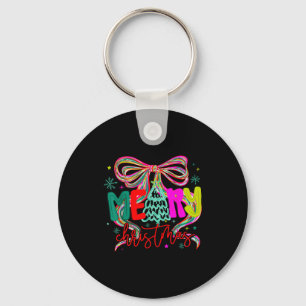 Coquette Bow Funny Merry Christmas Tree Cute Xmas Key Ring