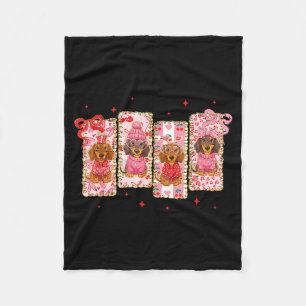 Coquette Bow Funny My Dachshund Is My Valentine Do Fleece Blanket