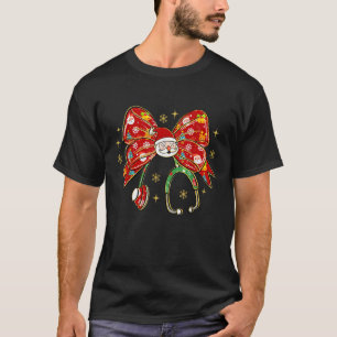 Coquette Bow Funny Nurse Christmas Stethoscope San T-Shirt