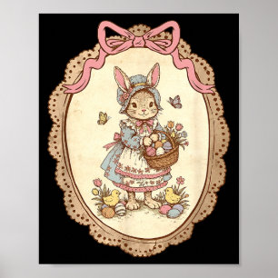 Coquette Bow Funny Rabbit Bunny Eggs Happy Easter Poster