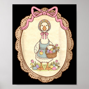 Coquette Bow Funny Silly Goose Bunny Eggs Happy Ea Poster
