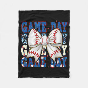 Coquette Bow Game Day Baseball Softball Funny Chee Fleece Blanket