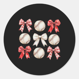 Coquette Bow Game Day Sell Softll Cheer Mama Mum L Classic Round Sticker