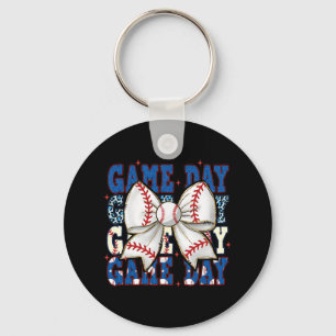 Coquette Bow Game Day Sell Softll Funny Cheer Mum Key Ring