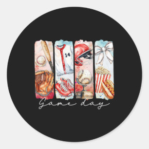 Coquette Bow Game Day Sell Softll Heart Love Mum L Classic Round Sticker