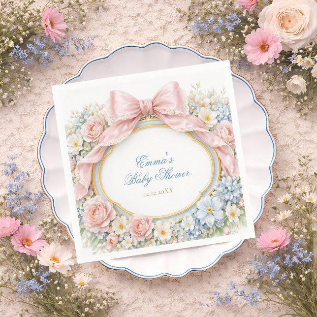 Coquette Bow Garden Girl Baby Shower Napkin (Creator Uploaded)