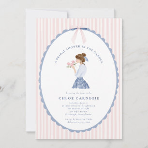 Coquette Bow Garden Hand Painted Bridal Shower  Invitation