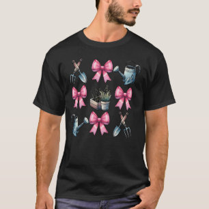 Coquette Bow Gardening Gardener Tools Plants Pink T-Shirt