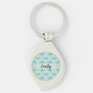 Coquette Bow Geometric Tile Soft Mint Lime Key Ring