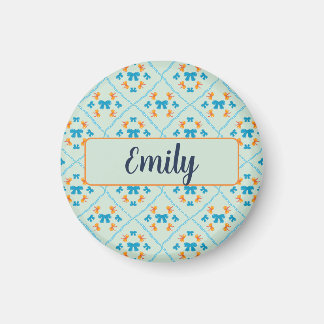 Coquette Bow Geometric Tile Soft Mint Lime Magnet