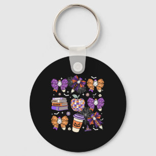 Coquette Bow Ghost Cute Halloween Teachers Women Key Ring