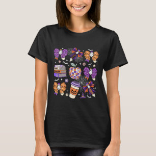 Coquette Bow Ghost Cute Halloween Teachers Women T-Shirt