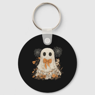 Coquette Bow Ghost Halloween Flower Ghost Spooky L Key Ring