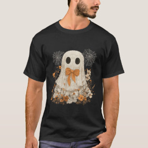 Coquette Bow Ghost Halloween Flower Ghost Spooky L T-Shirt