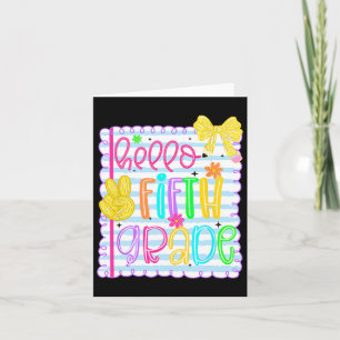 Coquette Bow Girly Hello Fifth Grade Teacher Back  Card