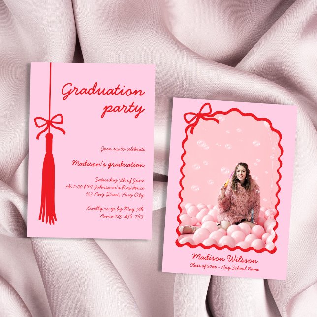 Coquette Bow Grad Photo 2025 Graduation Invitation (Coquette Bow Grad Photo 2025 Graduation Invitation)