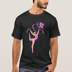 Coquette Bow Gymnastic Gymnast Pink Ribbon Girl Si T-Shirt