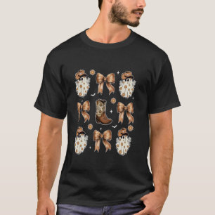 Coquette Bow Halloween Ghost Western Cowboy Boots  T-Shirt