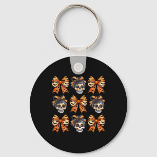 Coquette Bow Halloween Spooky Season Skeleton Cute Key Ring