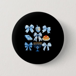Coquette Bow Hanukkah Chanukah Pajama Latke Jewish 6 Cm Round Badge