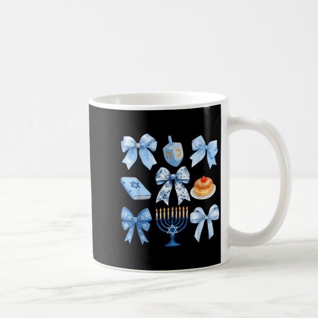 Coquette Bow Hanukkah Chanukah Pajama Latke Jewish Coffee Mug (Right)