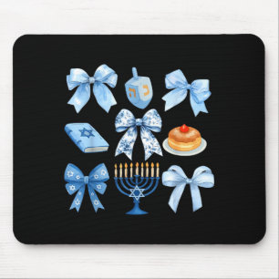 Coquette Bow Hanukkah Chanukah Pajama Latke Jewish Mouse Mat