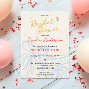 Coquette Bow Happily Ever After Bridal Shower Invitation