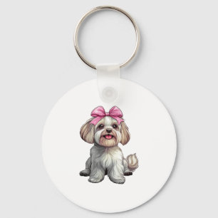 Coquette Bow Havanese Dog Mum Girl Pink Key Ring