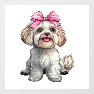 Coquette Bow Havanese Dog Mum Girl Pink Window Cling