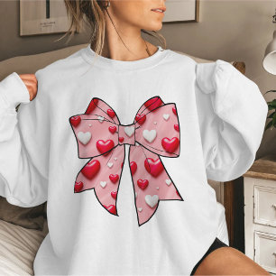 Coquette Bow Heart Red Pattern Valentine's Day Sweatshirt