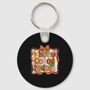 Coquette Bow Hot Cocoa Season Gingerbread Christma Key Ring