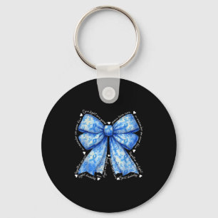 Coquette Bow In November We Wear Blue For Diabetes Key Ring