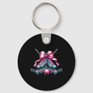 Coquette Bow Inline Hockey Player Girl Mom Mother' Key Ring