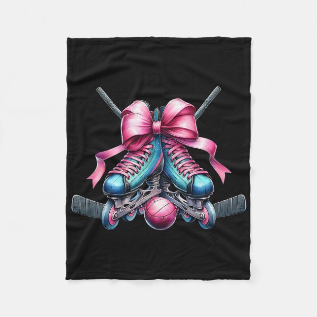 Coquette Bow Inline Hockey Player Girl Mum Mother' Fleece Blanket (Front)