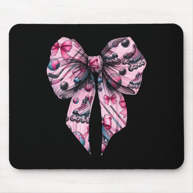 Coquette Bow Inline Hockey Player Girl Mum Mother' Mouse Mat (Front)