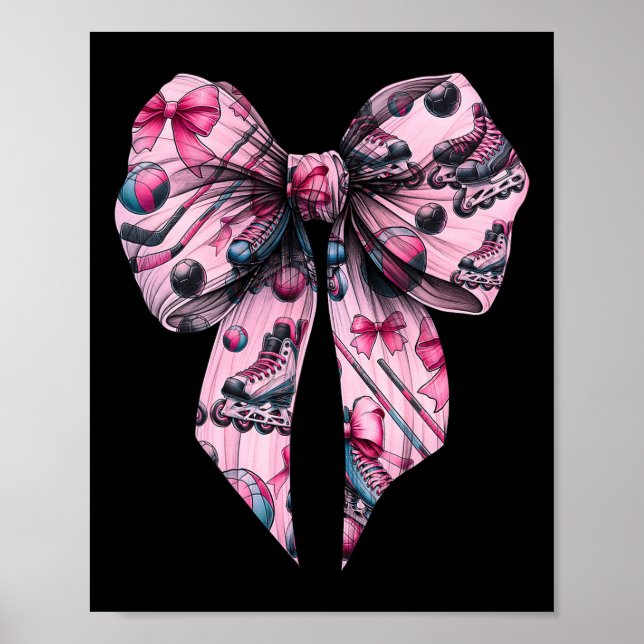 Coquette Bow Inline Hockey Player Girl Mum Mother' Poster (Front)